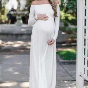 PinkBlush Maternity Maxi Dress Off the Shoulder